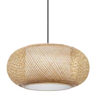 Hampton Bay Bayneswood 60-Watt 1-Light Natural Cane Pendant with Black Accents - Image 1 of 4
