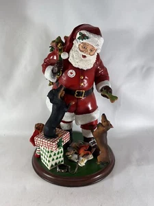 DANBURY MINT SANTA CLAUS LITTLE DACHSHUND WIENER DOG CHRISTMAS FIGURINE STATUE - Picture 1 of 8