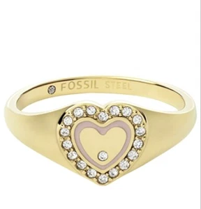 FOSSIL Gold-Tone Stainless Steel Signet Ring size 8 - Picture 1 of 5