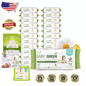 Gentle on Baby's Skin: 1728 Organic Biodegradable Wipes - Fragrance-Free 24 Pack - Picture 1 of 7