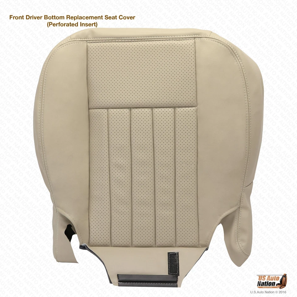 2003 2004 Lincoln Navigator Driver Bottom Perforated Leather Seat Cover Tan - Image 1 of 4