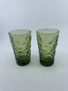 Vintage Anchor Hocking Lido Milano Tumblers Avocado Green Glasses 2 Set 3.75”T - Picture 1 of 7