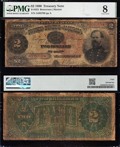 *RARE* Ornate Back 1890 $2 "McPHERSON" Treasury Note! PMG 8! FREE SHIP! TC15 - Picture 1 of 3