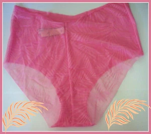 XL Pink NO SHOW Victorias Secret Palm Mesh Back Lace High Waist Brief Pantie - Picture 1 of 9
