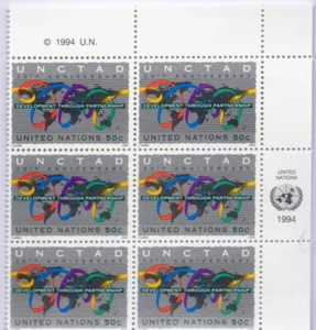 Unused Stamp Block Set United Nations 30th Anniversary UNCTAD 50 Cents 1994 NEW - Picture 1 of 1