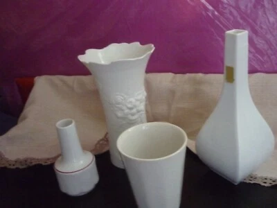 4 Vasen Design geometrisch Rosenthal Kaiser Bisquit Porzellan Frey Bauhaus weiß - Bild 1 von 4