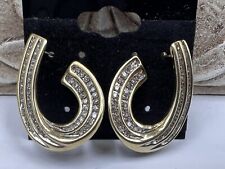 Vintage 10k Gold Genuine 1.5ctw Diamond Earrings 1” Bling Twirl Stunning 6.6g