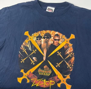 Vintage Tultex Tag ZZ Top 90's Tour Concert Rock Music Front Back T-Shirt Large - Picture 1 of 4