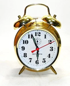 Vintage-Style AcuRite 15605 Twin Bell Alarm Clock – Chrome Finish, Loud Alarm - Picture 1 of 8