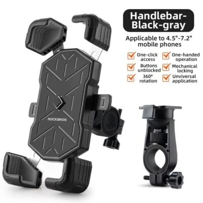 New ROCKBROS Quick Release Phone Holder Shockproof 360° Adjustable Anti-slip - Image 1 of 4