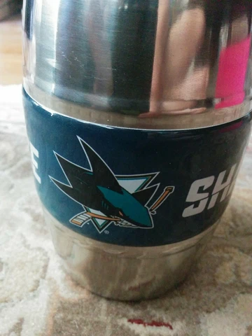 San Jose SJ Sharks NHL BARREL Mug CUP Stainless Steel w/ LID INSULATED NICE COOL Cover