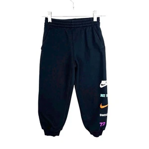 Nike Jogger Sweatpants Youth 6 Medium Black Logo Graphic Athletic Bottoms - Picture 1 of 12