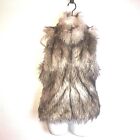Ci Sono By Cavalini Womens Vest Small Brown Beige Faux Fur Hook Front