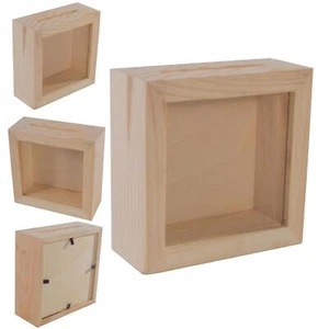 Pequeña caja de ahorro cuadrada de madera cubierta de vidrio banco dinero frasco puntas moneda - Imagen 1 de 11