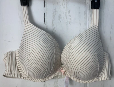 Sutiã de mergulho CACIQUE 42C MARFIM TAUPE LISTRA SIMPLES LAÇADO LISO BOOST - EXCELENTE ESTADO USADO - Imagem 1 de 4