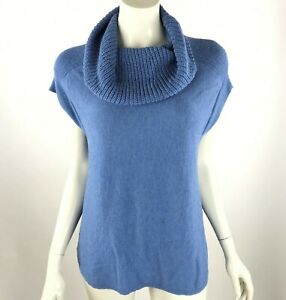 Athleta Kennewick Merino Wool Knit Sweater Women XS Cowl Neck Blue Pullover