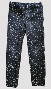 * OLD NAVY Black Heart Print Stretch Ballerina Jeans Girls 5 Adjustable Waist - Picture 1 of 4