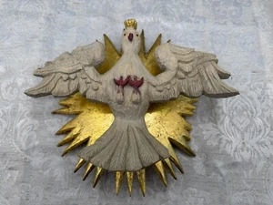 ALTE VINTAGE HEILIGENFIGUR HEILIGER GEIST HOLZ HAND GEFASST 27x24cm - Bild 1 von 11