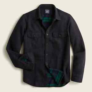 $118 NWT J CREW Black mens M L XL Heavyweight double-cloth shirt-jacket in plaid
