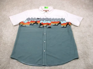 Cinch Shirt Mens Large L White Green Cowboy Graphic Print Western Pearl Snap * - Picture 1 of 16
