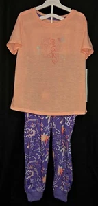 Cat & Jack, 3 pc, girls PJ's, Coral top, Purple pants & Tie dye shorts, M (7/8) - Picture 1 of 6