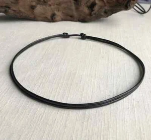 Black 2mm Water Resistant Cord Necklace Unisex Adjustable 14-28" - Picture 1 of 3