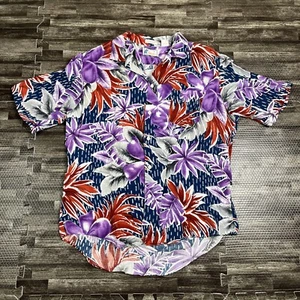 Vintage Islander Hawaiian Shirt Button Up Spread Collar Colorful Floral Large - Picture 1 of 7