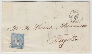 ESPAÑA 1866 4c azul en su totalidad *BADAJOZ-TRUJILLO* - Imagen 1 de 4