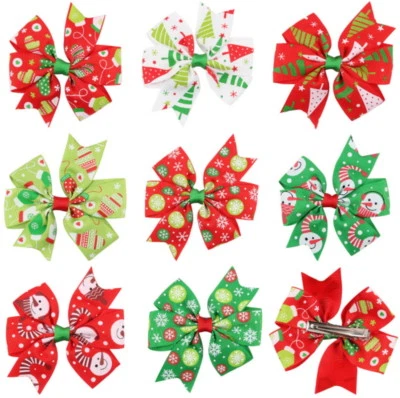 Paquete de 8 moños para cabello de Navidad para bebé niña - clips, diademas y pasadores navideños Foto 1 de 4