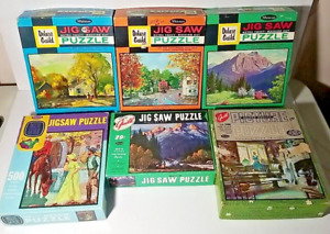 Lot of 6 Vintage Whitman Guild Jigsaw Puzzles -- ALL COMPLETE