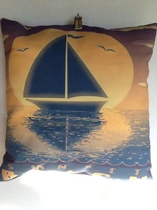 Nautical Sunset Beach Indoor or Outdoor Climaweave Pillow 19 X 19 - Picture 1 of 3