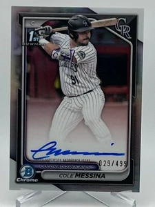 2024 Bowman Draft Cole Messina Chrome Prospect REFRACTOR Auto 29/499 #CPA-DME - Bild 1 von 2