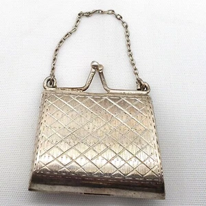 Vintage Puppenhaus Miniatur Sterlingsilber Geldbörse Pillendose englische Punzen - Bild 1 von 11