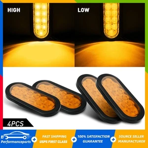 4pcs 6inch Led Amber Oval Turn Signal Stop Tail Lights Kit Truck Trailer Sealed - Picture 1 of 14
