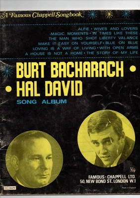 SHEET MUSIC - FAMOUS CHAPPELL'S BURT BACHARACH, HAL DAVID - SONG BOOK - 1963 - Image 1 of 3