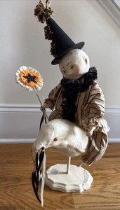 Bethany Lowe - Halloween - Dee Foust Witch Bird Rider Clown Ghost 23” Tall *read - Picture 1 of 16