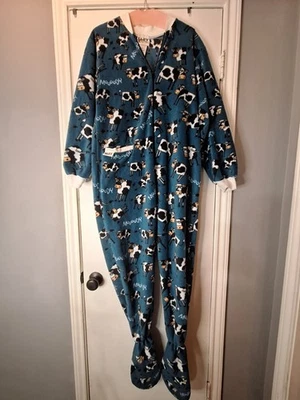 Lazy One Cow Green One Piece Pajamas Size Womens XS Zipper  - Image 1 of 4