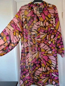 BNWT SZ 26 STUNNING SIMPLY BE LONG OVER SHIRT TOP DRESS NEW CURVE PINK YELLOW - Picture 1 of 12