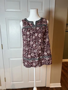 J Jill Damen Gr. M Boho Mixed Print Blumen V-Ausschnitt Tank Freizeit - Bild 1 von 5