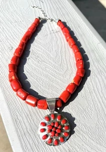 Jay King DTR Red Coral Pendant Necklace 925 Sterling Silver - Picture 1 of 12