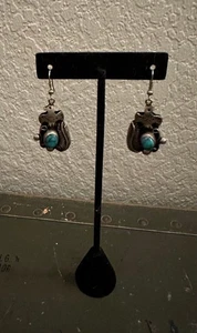 Vintage Indianer Türkis & Sterlingsilber Peyote Vogel Ohrringe gestempelt - Bild 1 von 5