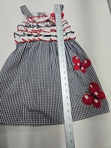 Rare Editions Rüschenkleid marine rot weiß Seersucker Schmetterlinge Kleid Gr. 4?  - Bild 1 von 8