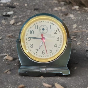 Pottery Barn Art Deco Alarm Clock Retro Mantle Desk Metal Heavy Works - Picture 1 of 7