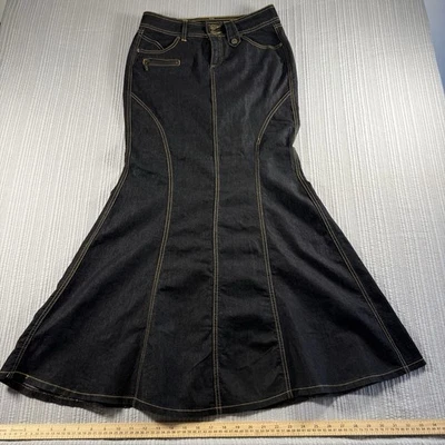 Falda Bisou Bisou Azul Jean Mujer 8 Acampanadas Sirena Maxi Boho Y2K Foto 1 de 4