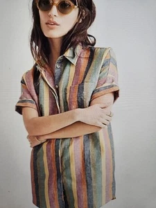 Madewell Courier Shirtdress In Rainbow Stripe Size M - Picture 1 of 6