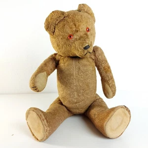 Alter Vintage Gelenkteddybär mit Sound, rote Augen, um 1950 Ungarn - Bild 1 von 9