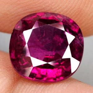 7.31Ct. Natural Rhodolite Garnet Large Hot Pink Purple Cushion Africa Impressive - Picture 1 of 7