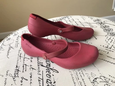Crocs Alice Mary Jane Ballet Flats Womens 4 Red Comfort Slip On. - Image 1 of 4