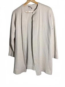 Eileen Fisher Damenmantel Seide/Bio-Baumwolle weiß strukturiert vorne offen XS - Bild 1 von 11