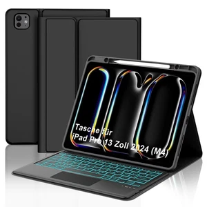 FOGARI iPad Pro 13 (M4) 2024 Hülle mit Tastatur 7 Farben Hintergrundbeleuchtung - Afbeelding 1 van 24